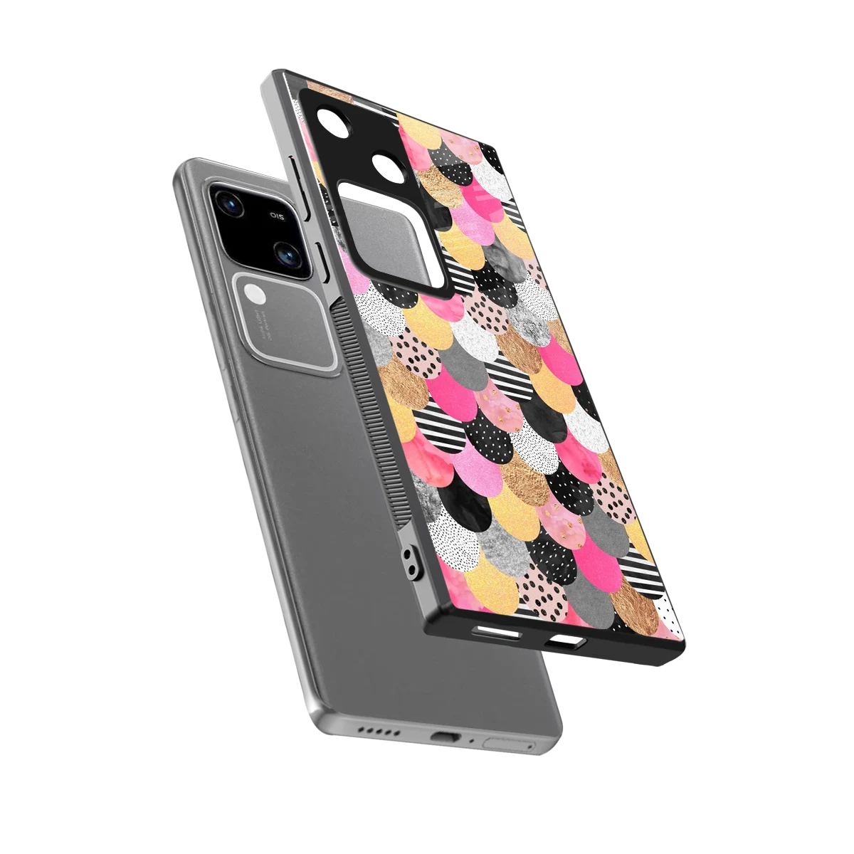 Mermaid Glow sleek vivo v30 cover with tempered glass back and TPU edges