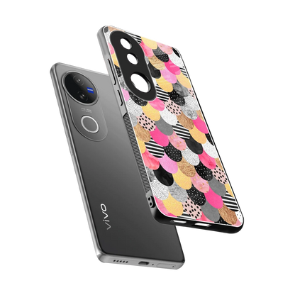 Mermaid Glow sleek vivo v50 cover with tempered glass back and TPU edges