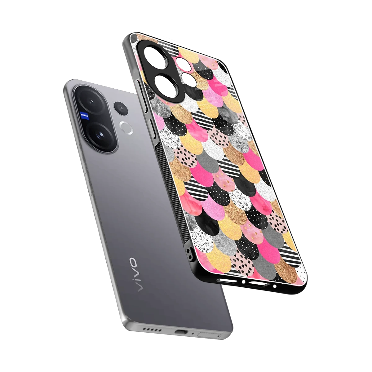 Mermaid Glow sleek vivo v60 cover with tempered glass back and TPU edges