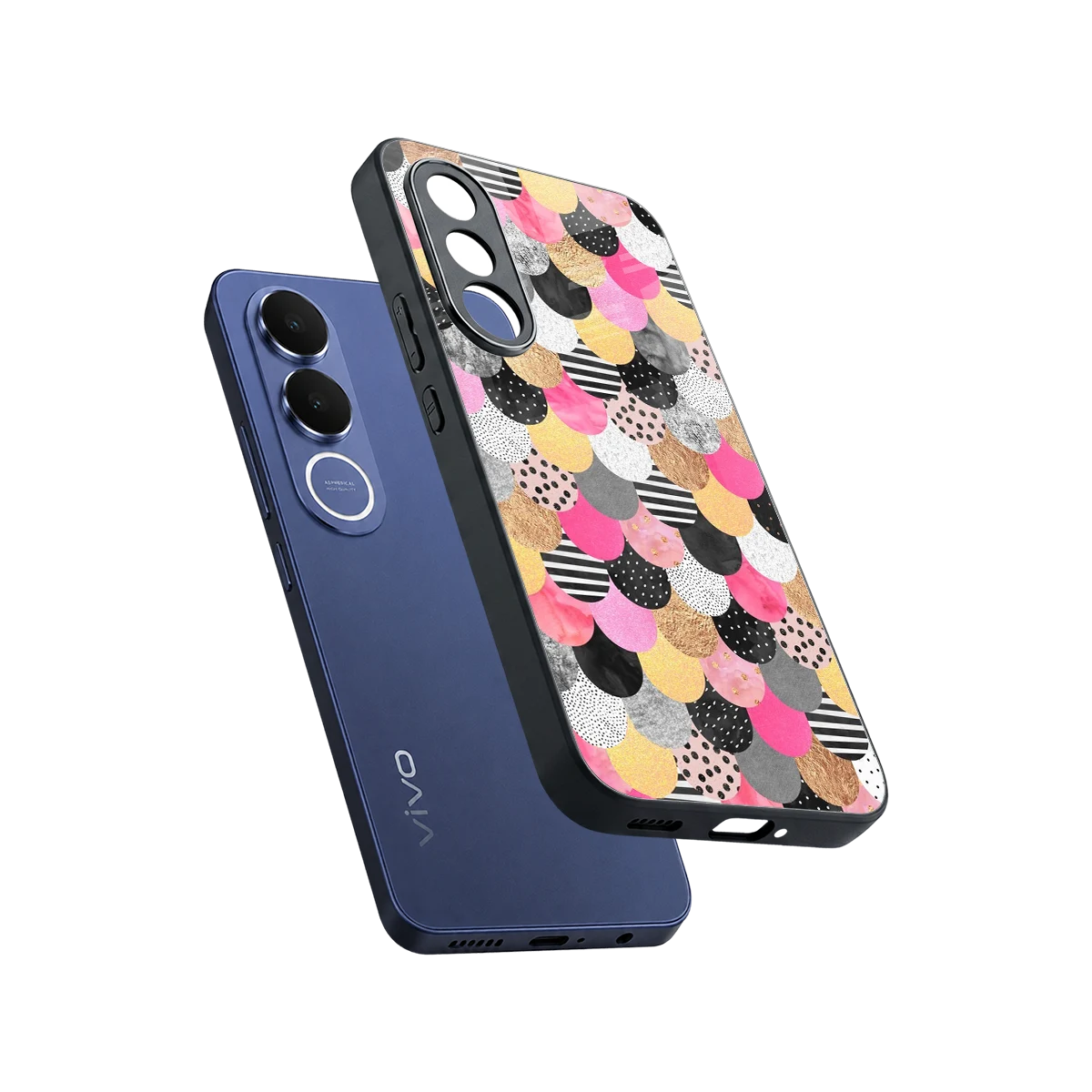 Mermaid Glow sleek vivo v70 fe cover with tempered glass back and TPU edges