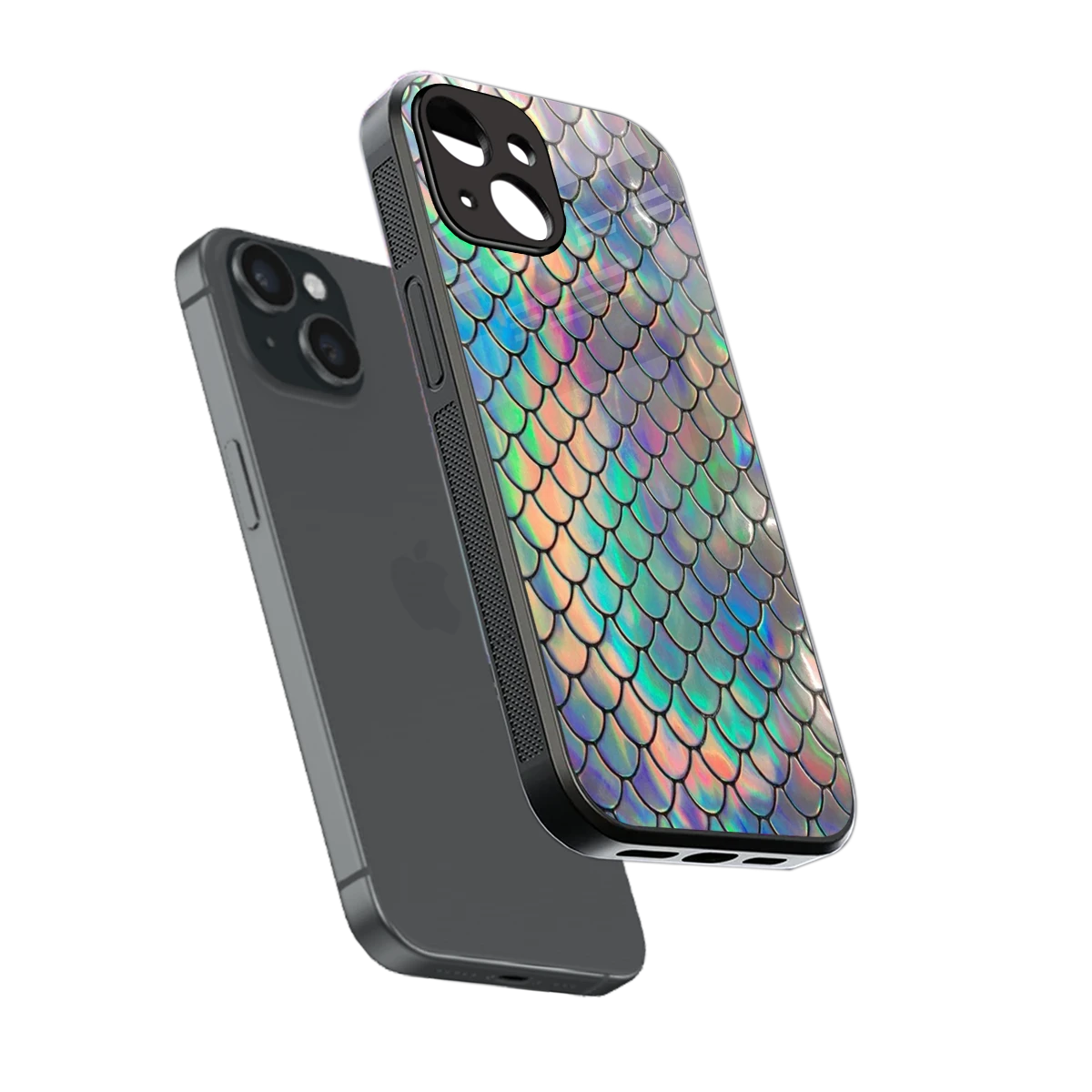 Mermaid sleek iphone 15 cover with tempered glass back and TPU edges