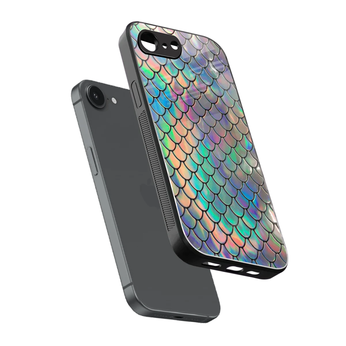 Mermaid sleek iphone 17e cover with tempered glass back and TPU edges