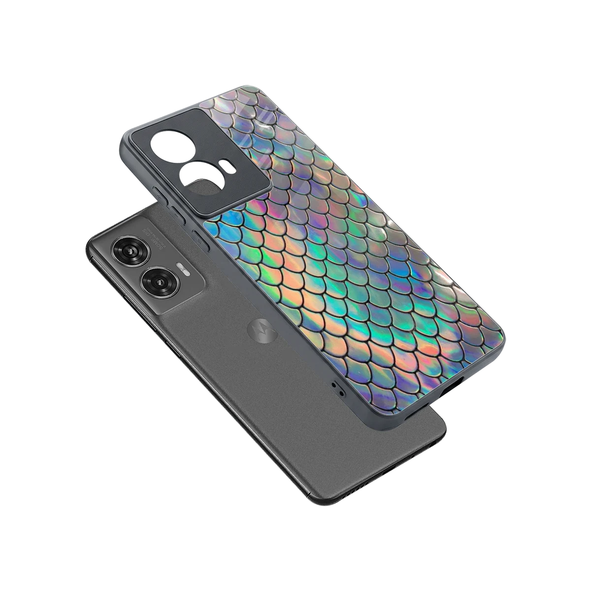 Mermaid sleek motorola edge 50 fusion cover with tempered glass back and TPU edges