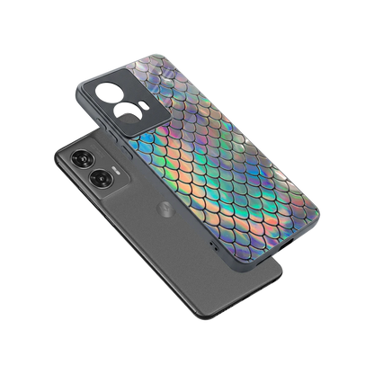 Mermaid sleek motorola edge 50 fusion cover with tempered glass back and TPU edges