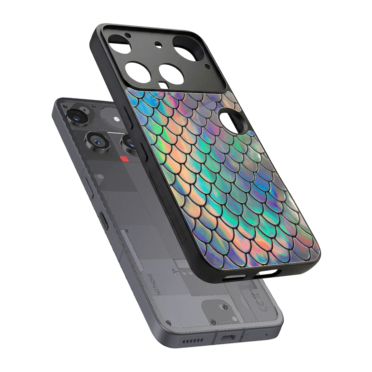 Mermaid sleek nothing phone 3 cover with tempered glass back and TPU edges