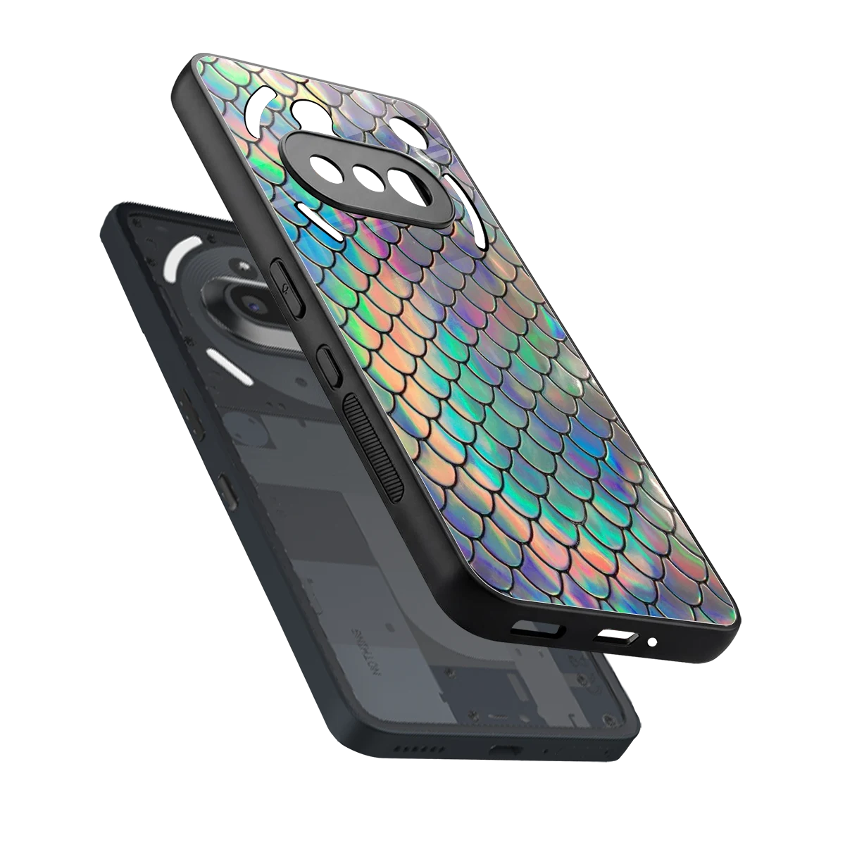 Mermaid sleek nothing phone 3a cover with tempered glass back and TPU edges