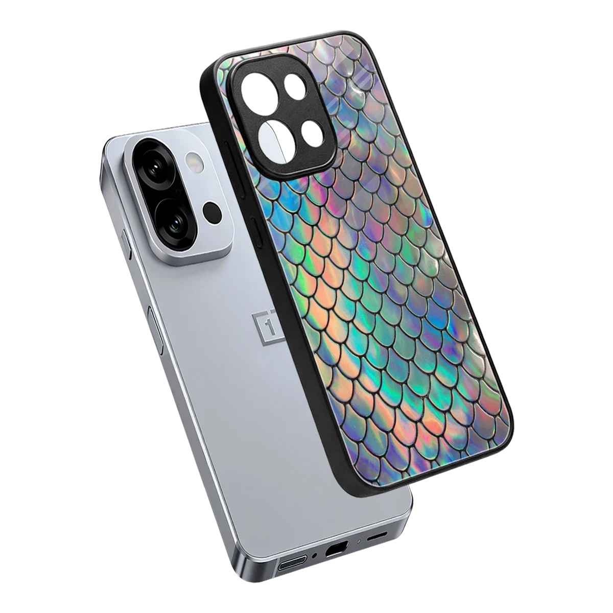 Mermaid sleek oneplus 13s cover with tempered glass back and TPU edges