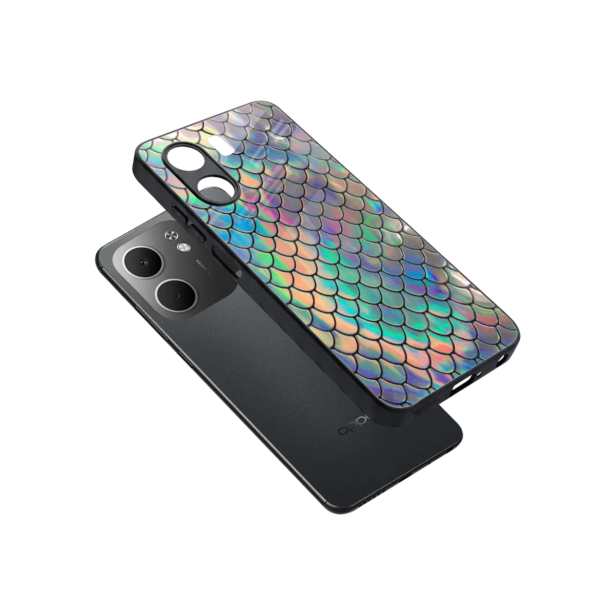 Mermaid sleek oppo a5x 5g cover with tempered glass back and TPU edges