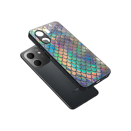 Mermaid sleek oppo a5x 5g cover with tempered glass back and TPU edges