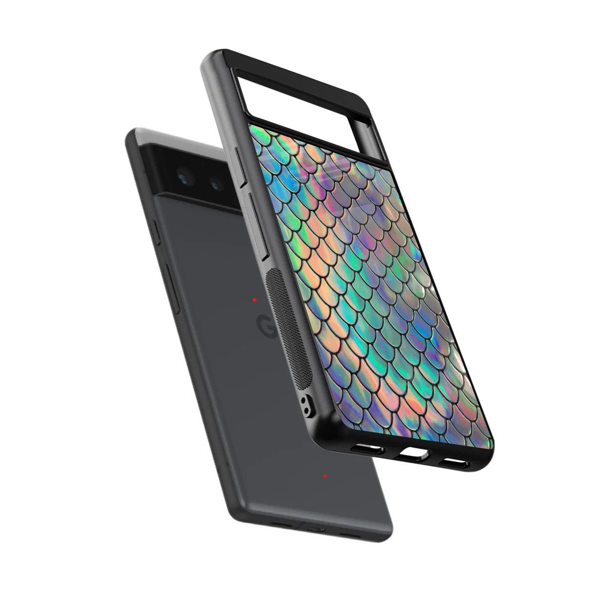 Mermaid sleek google pixel 6a cover with tempered glass back and TPU edges