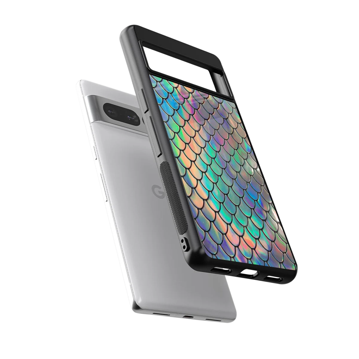 Mermaid sleek google pixel 7 pro cover with tempered glass back and TPU edges