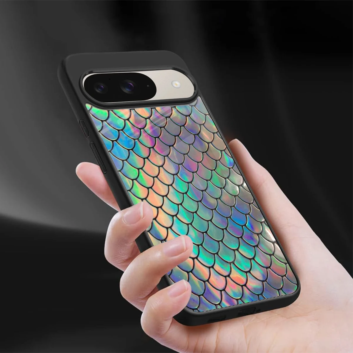 Mermaid sleek google pixel 9 cover with tempered glass back and TPU edges