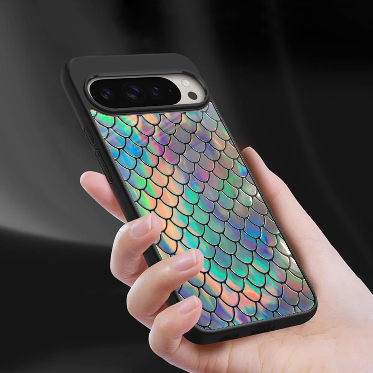 Mermaid sleek google pixel 9 pro cover with tempered glass back and TPU edges