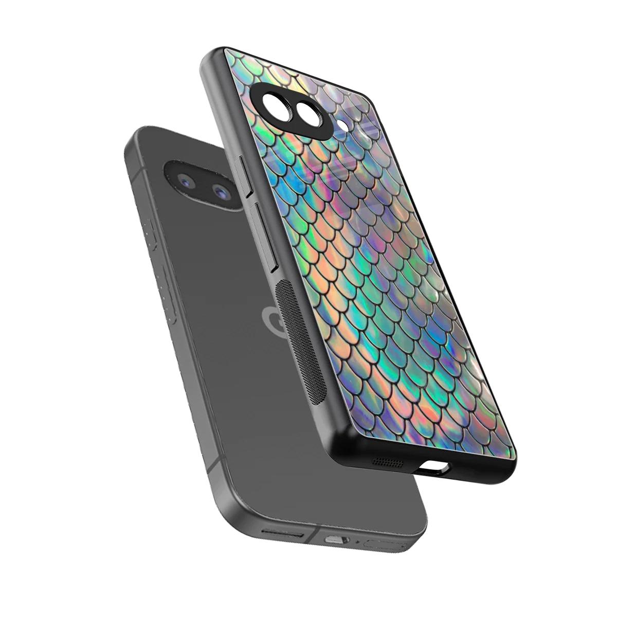 Mermaid sleek google pixel 10a cover with tempered glass back and TPU edges