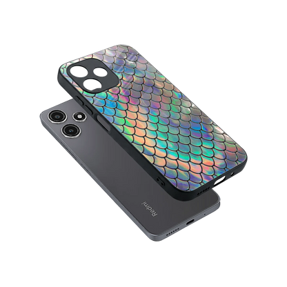 Mermaid sleek redmi 12 5g cover with tempered glass back and TPU edges