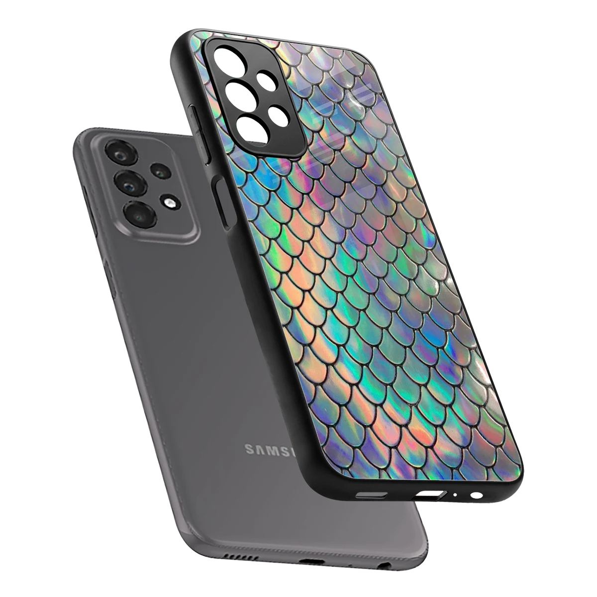 Mermaid sleek samsung galaxy a23 cover with tempered glass back and TPU edges