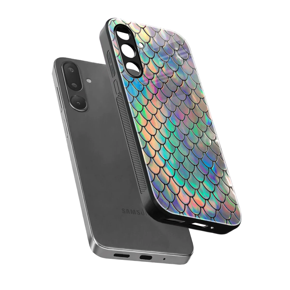 Mermaid sleek samsung galaxy m56 5g cover with tempered glass back and TPU edges