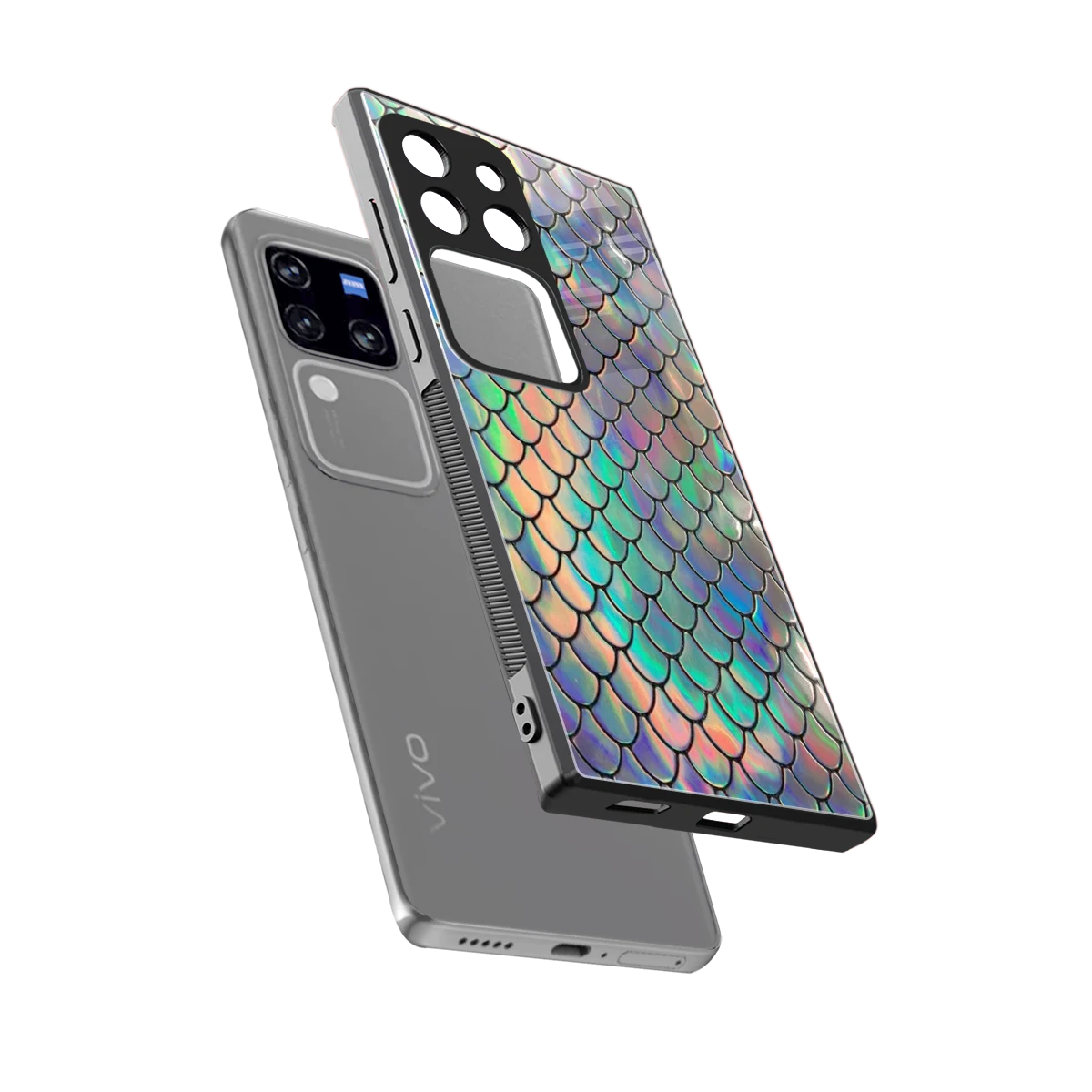 Mermaid sleekvivo v30 pro cover with tempered glass back and TPU edges