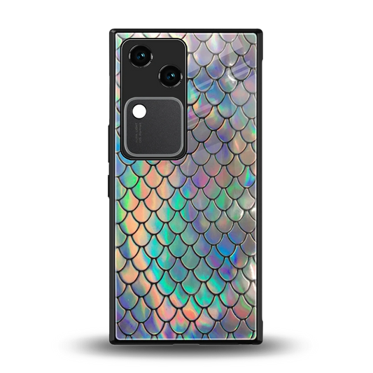 Mermaid back phone cover | glass case for vivo v30