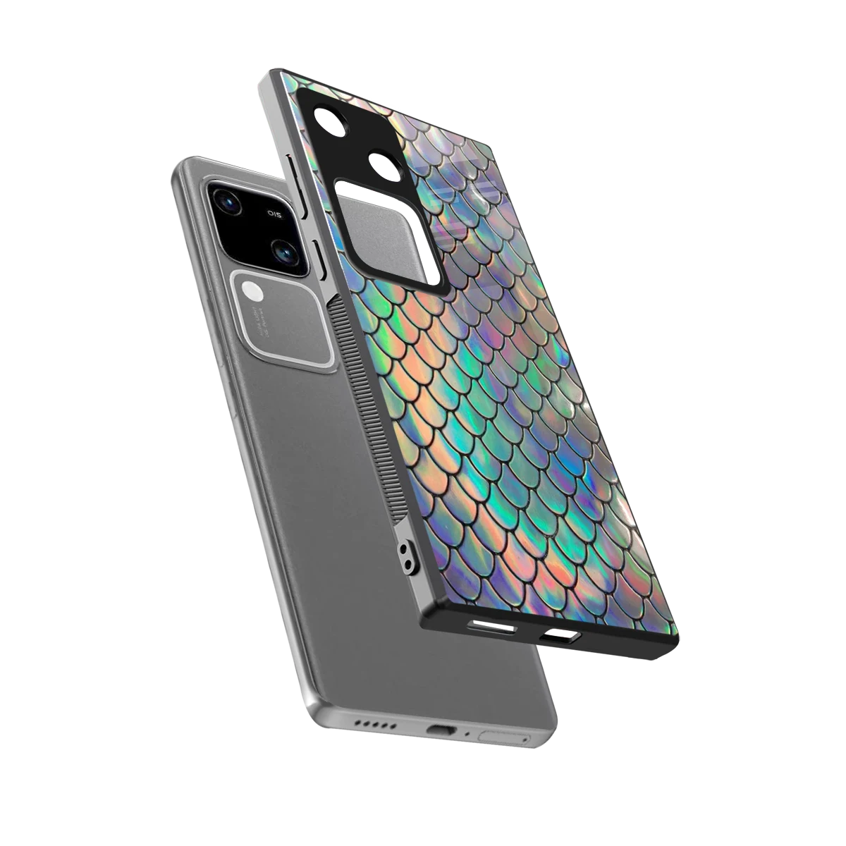 Mermaid sleek vivo v30 cover with tempered glass back and TPU edges