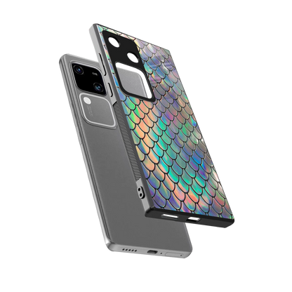 Mermaid sleek vivo v30 cover with tempered glass back and TPU edges