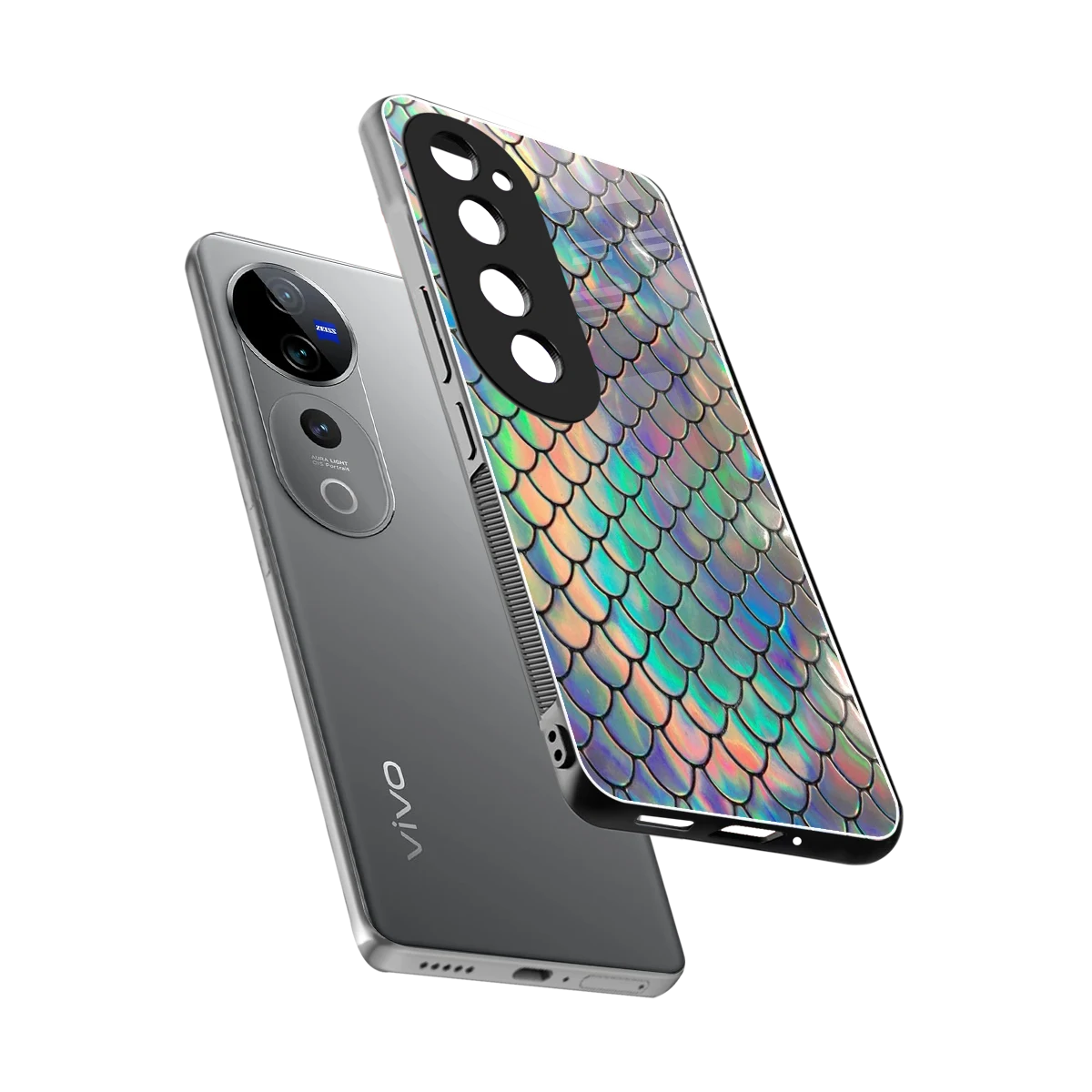 Mermaid sleek vivo v40 pro cover with tempered glass back and TPU edges