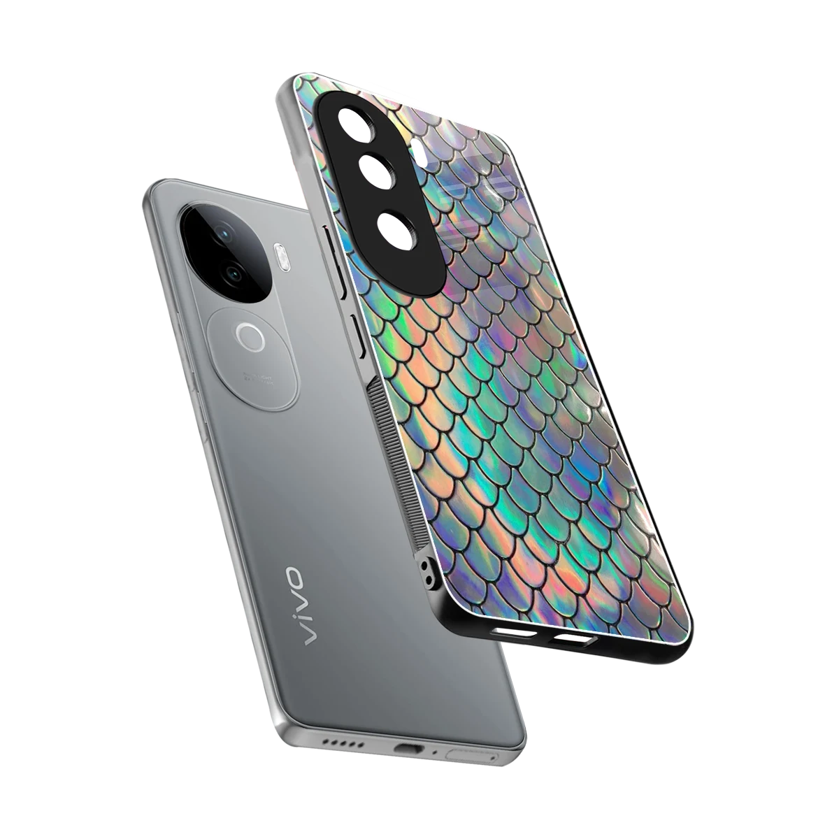 Mermaid sleek vivo v40e cover with tempered glass back and TPU edges