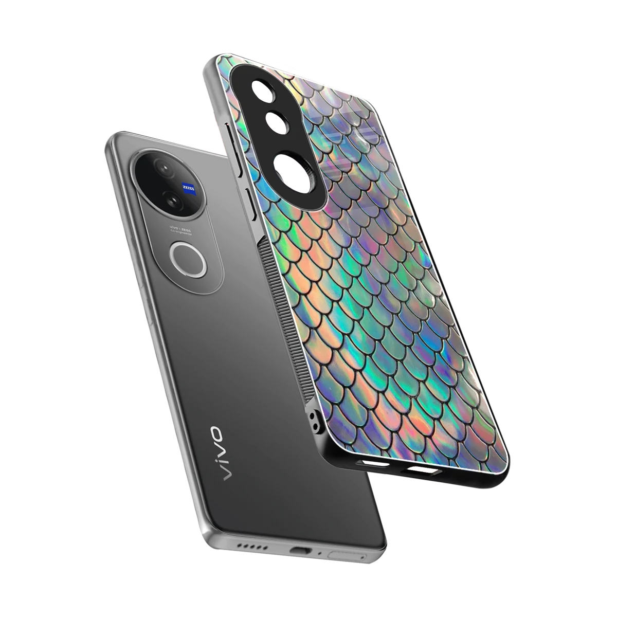 Mermaid sleek vivo v50 cover with tempered glass back and TPU edges