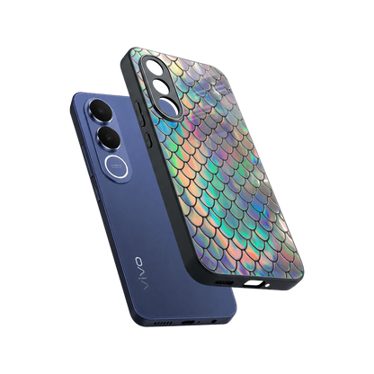 Mermaid sleek vivo v70 fe cover with tempered glass back and TPU edges