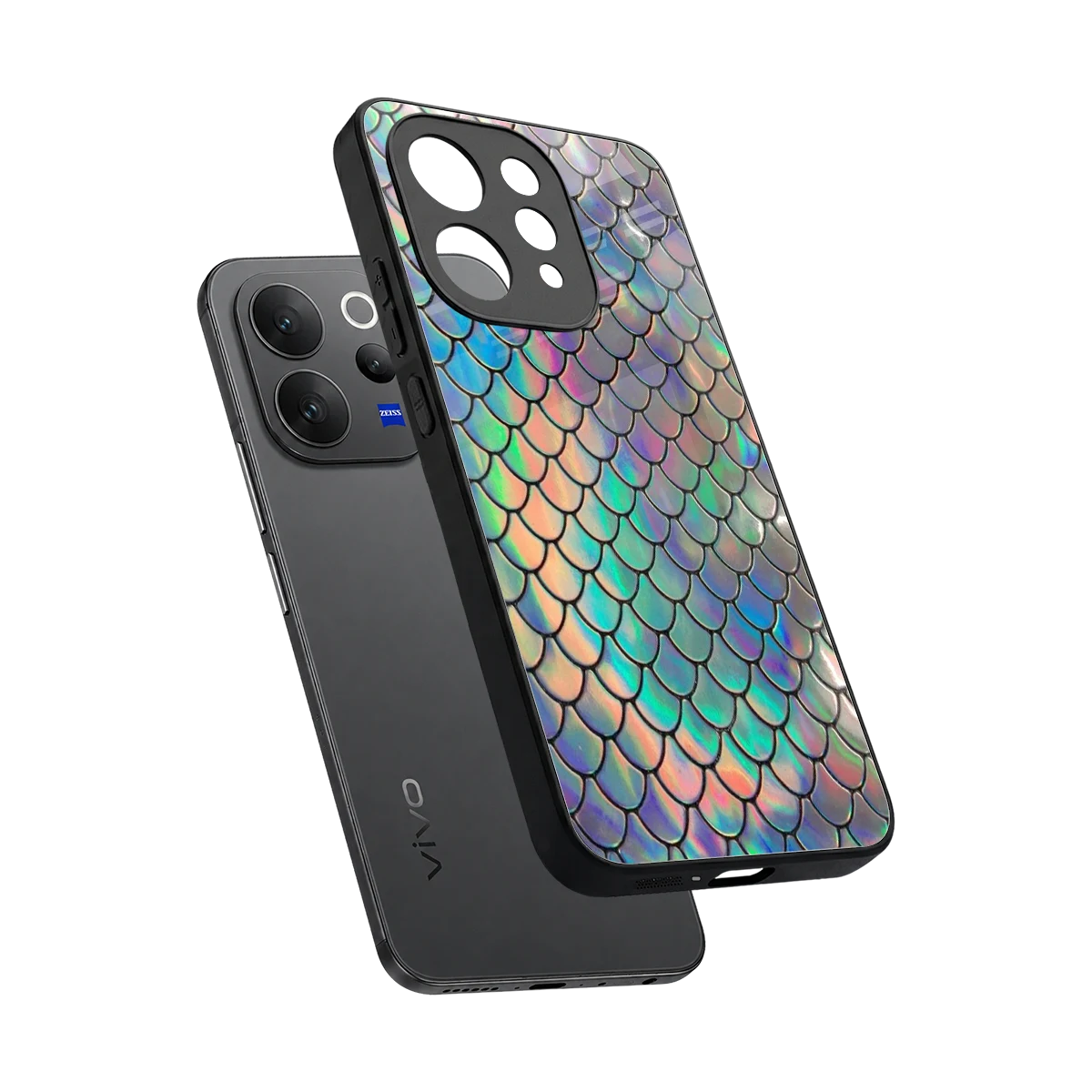 Mermaid sleek vivo v70 cover with tempered glass back and TPU edges