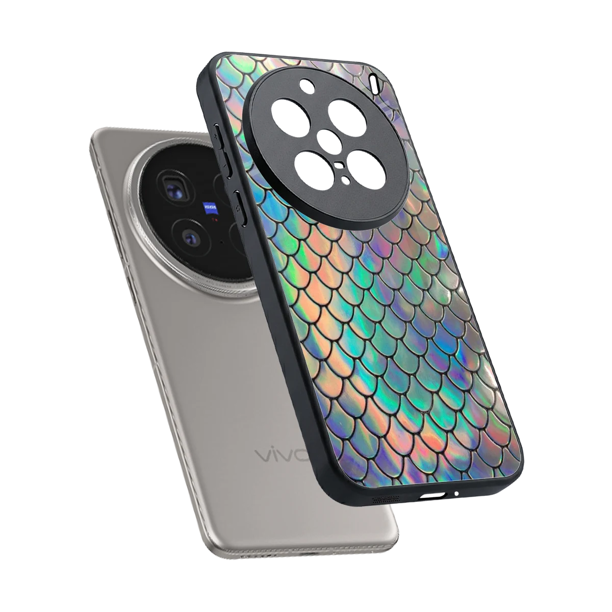 Mermaid sleek vivo x200 pro cover with tempered glass back and TPU edges
