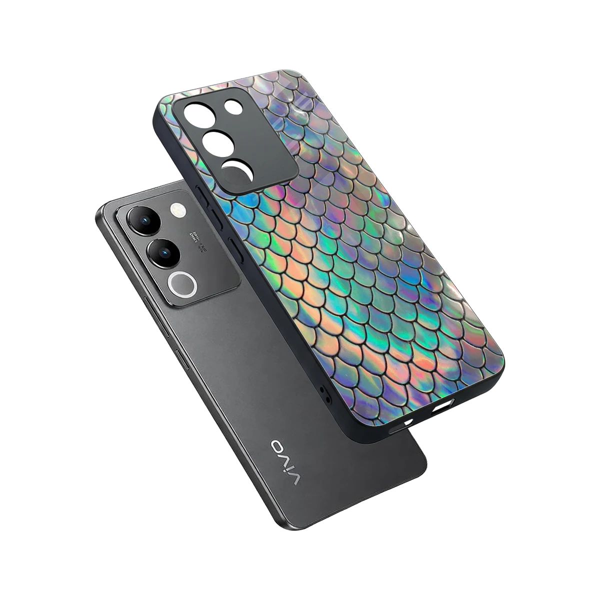 Mermaid sleek vivo y200 5g cover with tempered glass back and TPU edges