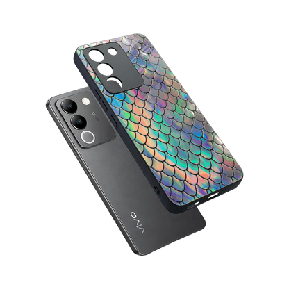 Mermaid sleek vivo y200 5g cover with tempered glass back and TPU edges