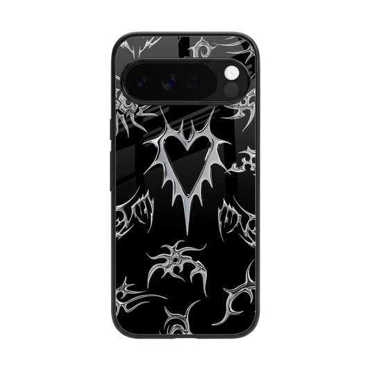 Metallic Love back phone cover | glass case for google pixel 10 pro xl