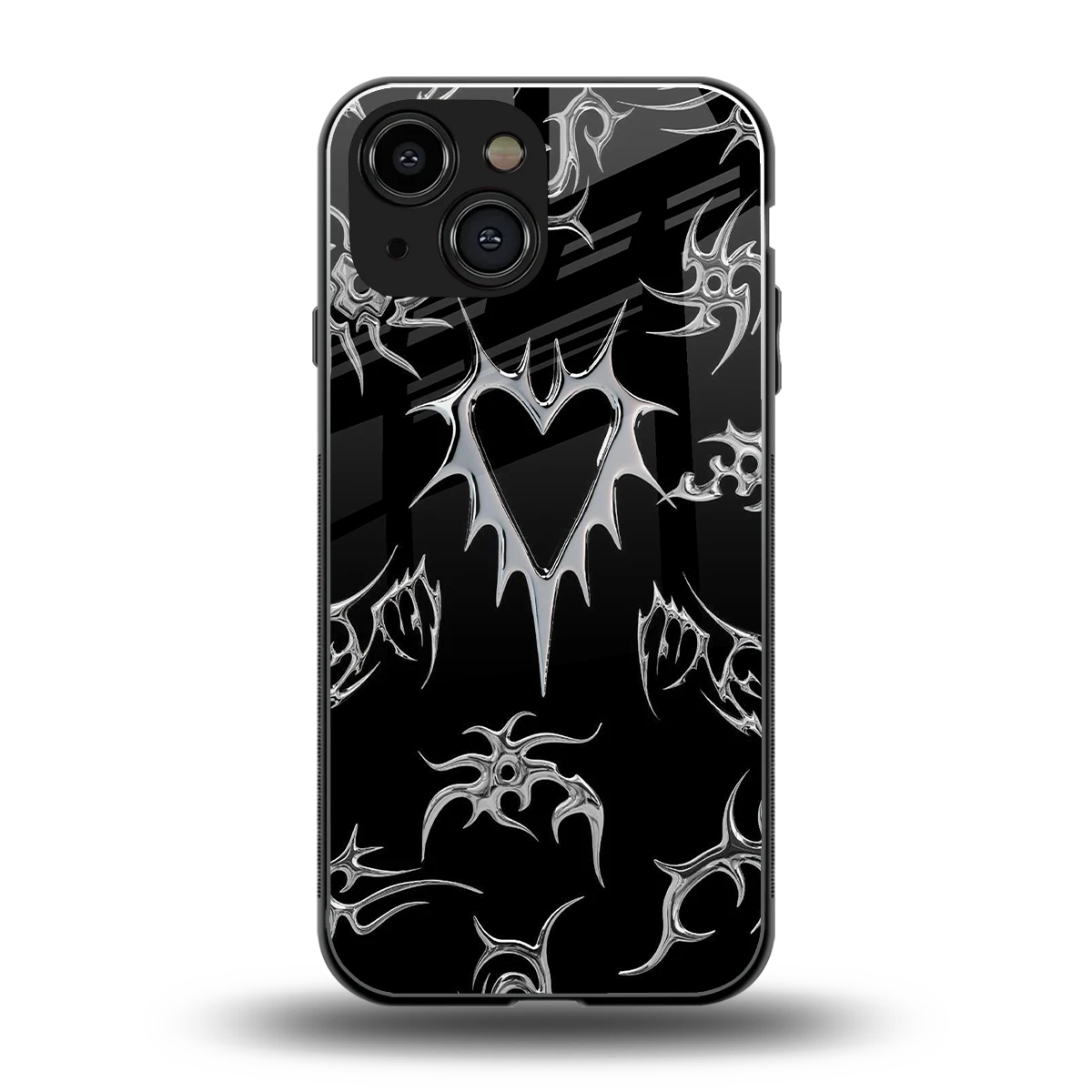 Metallic Love back phone cover | glass case for iphone 13 mini