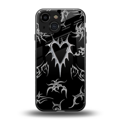Metallic Love back phone cover | glass case for iphone 13 mini