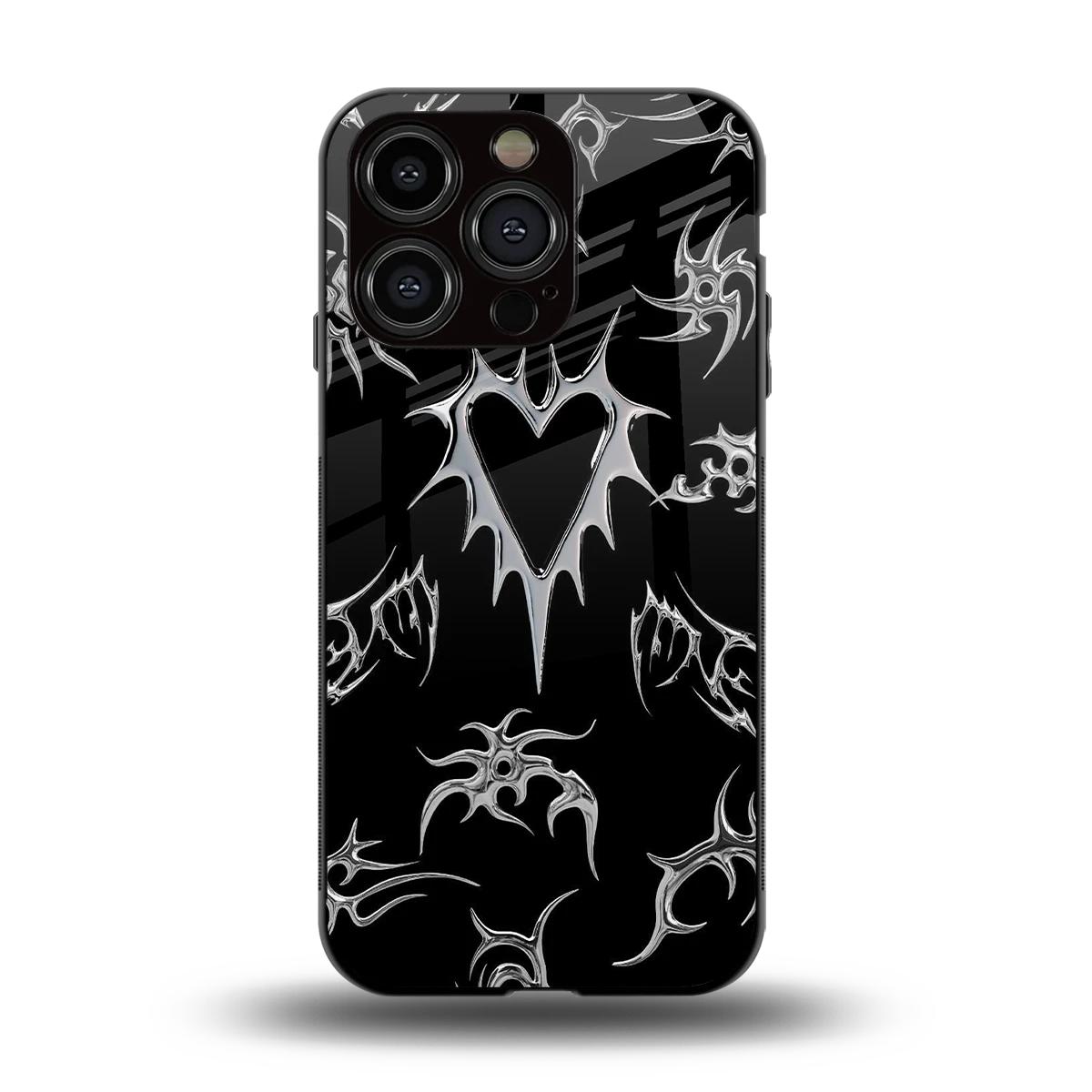 Metallic Love back phone cover | glass case for iphone 13 pro