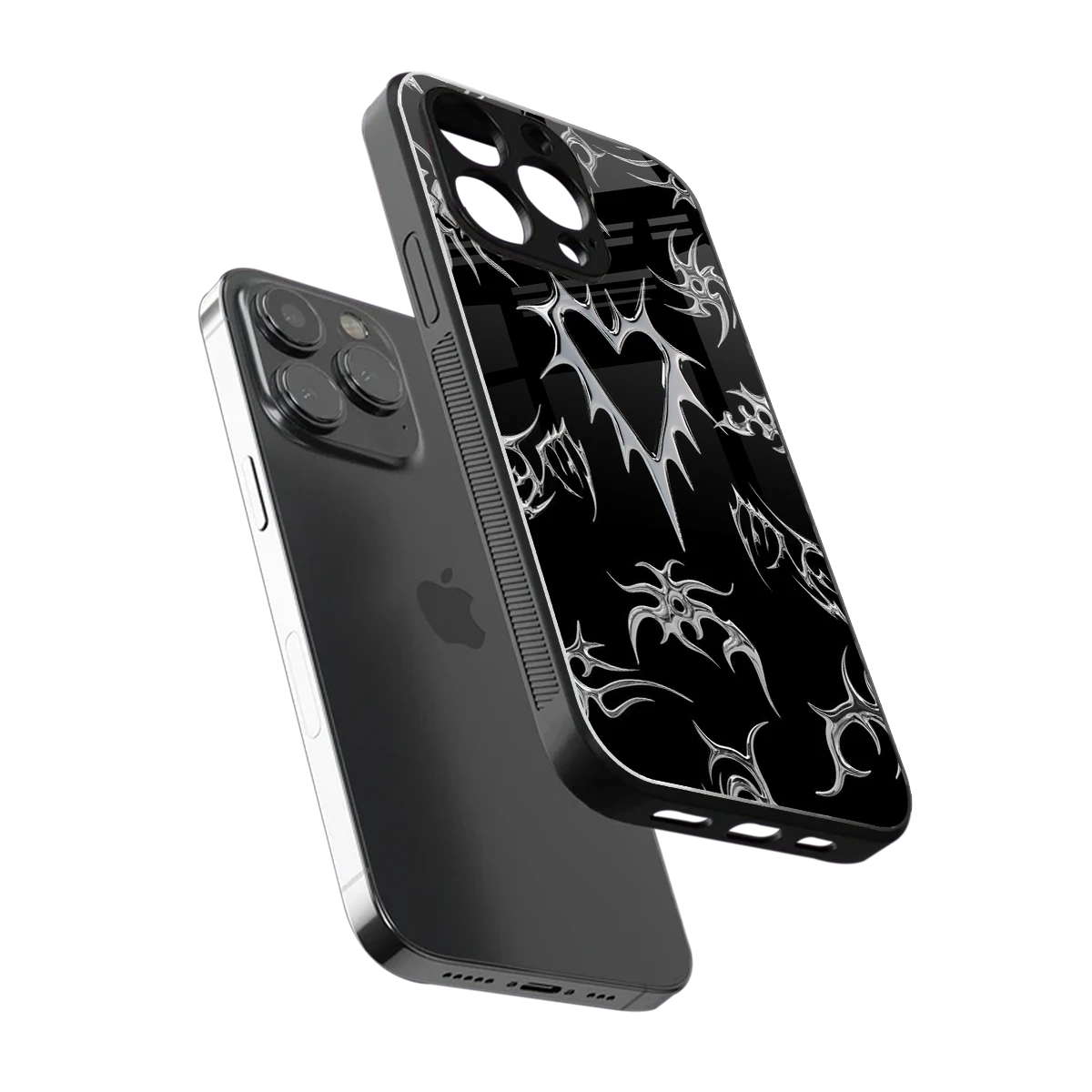 Metallic Love sleek iphone 13 pro cover with tempered glass back and TPU edges