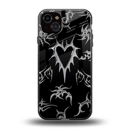 Metallic Love back phone cover | glass case for iphone 15 plus