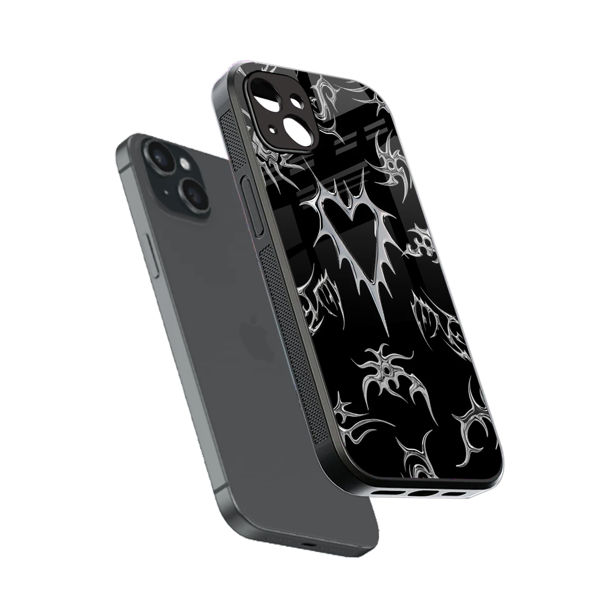 Metallic Love sleek iphone 15 plus cover with tempered glass back and TPU edges