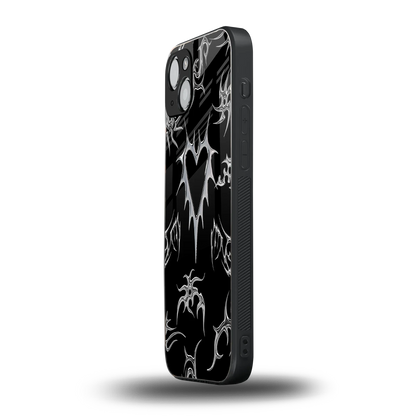 Metallic Love iphone 15 plus mobile cover | shockproof glass phone case