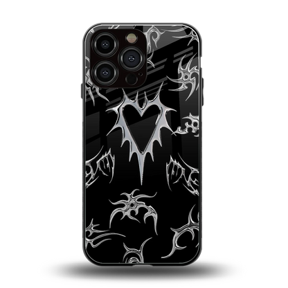 Metallic Love back phone cover | glass case for iphone 15 pro max