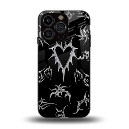 Metallic Love back phone cover | glass case for iphone 15 pro