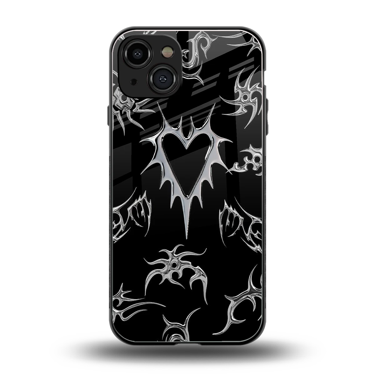 Metallic Love back phone cover | glass case for iphone 15