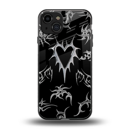 Metallic Love back phone cover | glass case for iphone 15