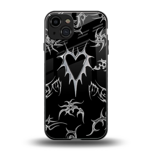 Metallic Love back phone cover | glass case for iphone 15