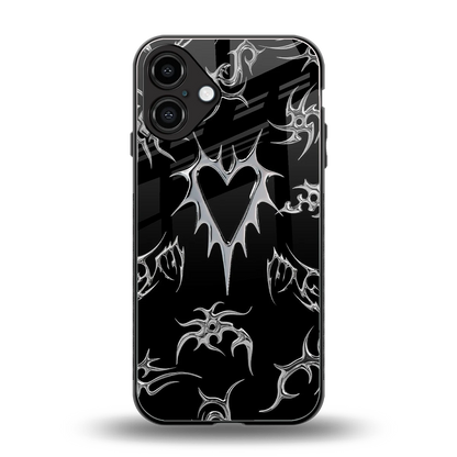 Metallic Love back phone cover | glass case for iphone 16 plus