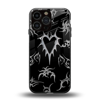 Metallic Love back phone cover | glass case for iphone 16 pro max