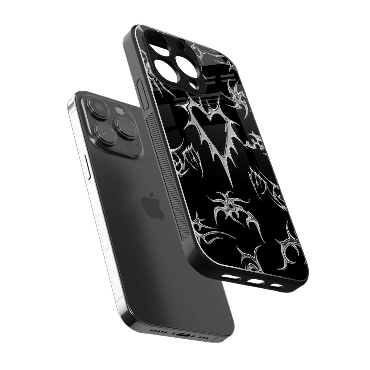 Metallic Love sleek iphone 16 pro max cover with tempered glass back and TPU edges