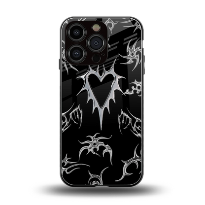 Metallic Love back phone cover | glass case for iphone 16 pro
